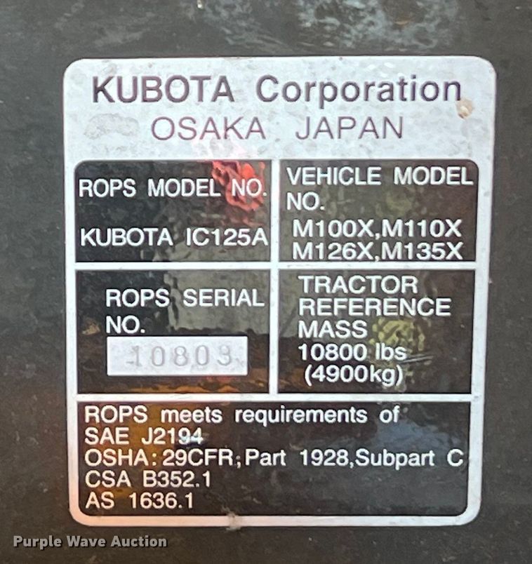 image for item EJ2955 Kubota  M135X MFWD tractor