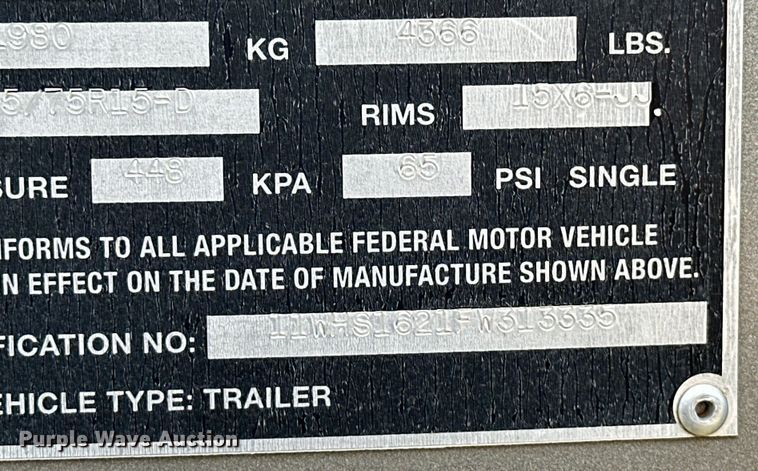 image for item EJ8864 2015 W-W livestock trailer