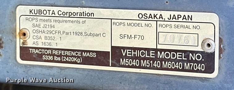 image for item EJ8910 2012 Kubota M7040D MFWD tractor