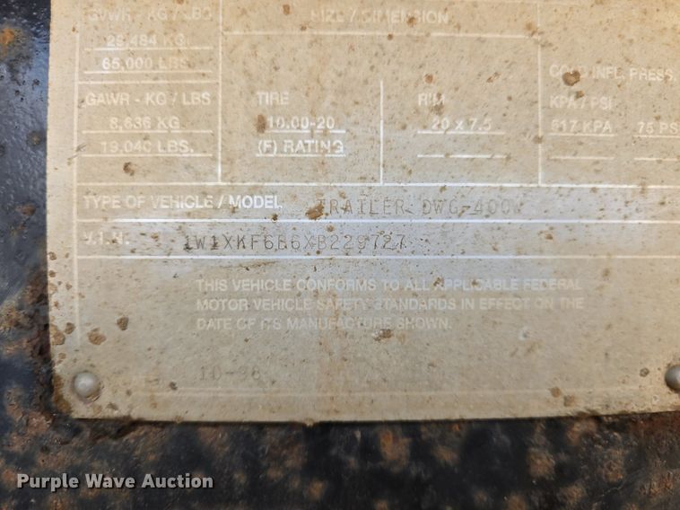 image for item OD9722 1999 Wilson DWG-400W live bottom trailer