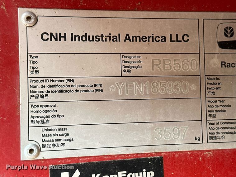 image for item OM9649 2015 New Holland RB560 round baler