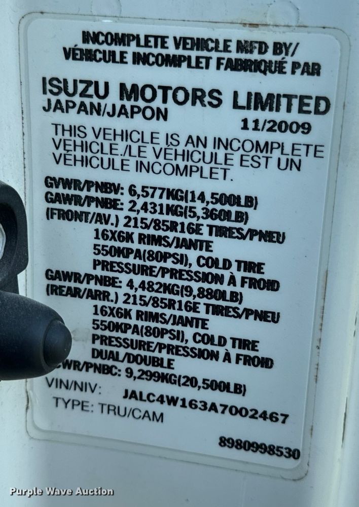 image for item DP6680 2010 Isuzu NPR box truck