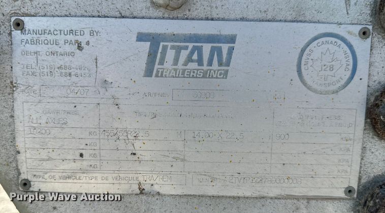 image for item DP6688 2008 Titan Trailers refuse trailer