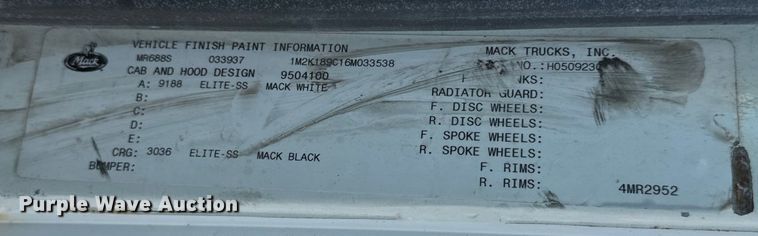 image for item DP6695 2006 Mack MR688S refuse truck