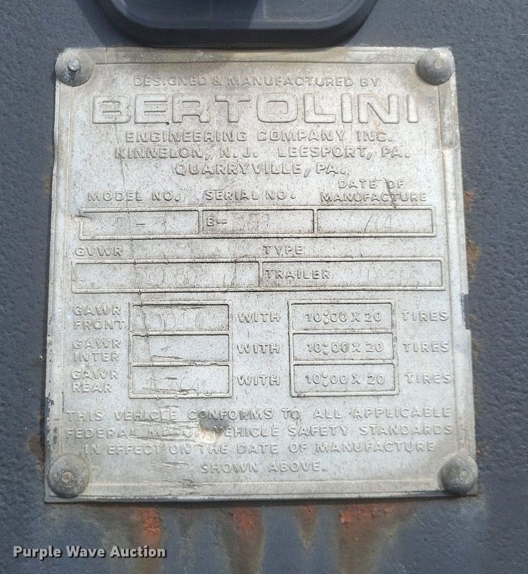 image for item DR4973 1974 Bertolini refuse trailer 