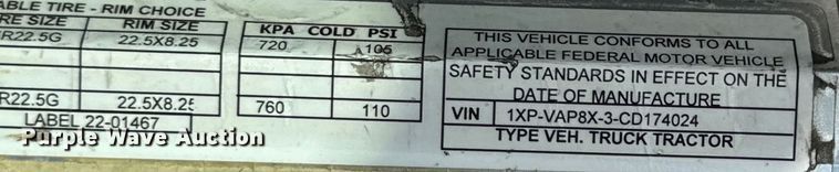 image for item DX1080 2012 Peterbilt 384 semi truck