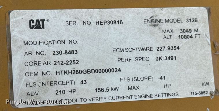 image for item DX1135 2003 Caterpillar 3126 engine