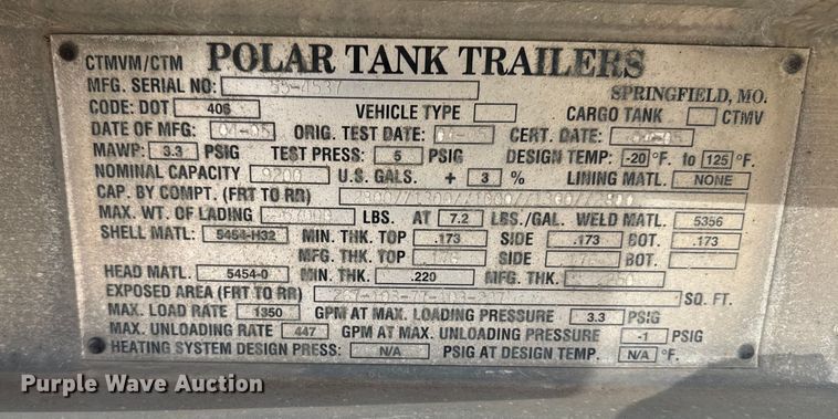 image for item EE7545 2005 Polar tank trailer