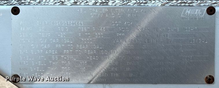 image for item EG0960 2016 Heil Trailer International Co. tank trailer