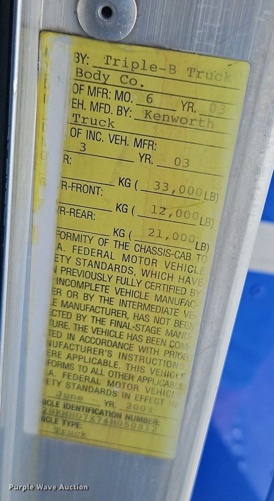 image for item EI8262 2004 Kenworth T300 delivery truck