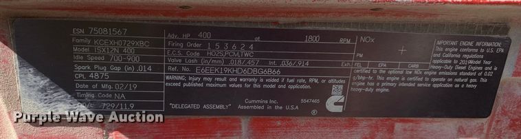 image for item EJ2867 2020 Kenworth  T880 semi truck