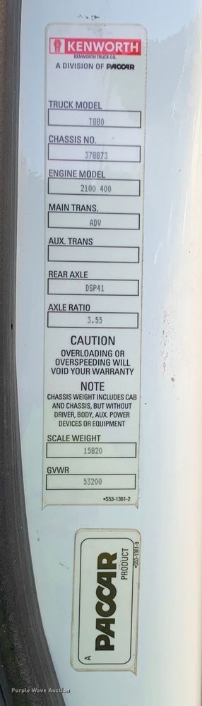 image for item EJ2874 2020 Kenworth  T880 semi truck