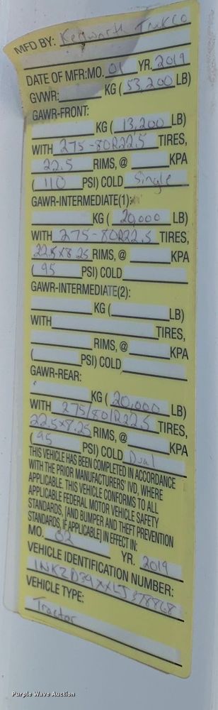 image for item EJ2876 2020 Kenworth  T880 semi truck