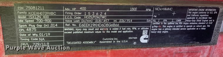 image for item EJ2877 2020 Kenworth  T880 semi truck