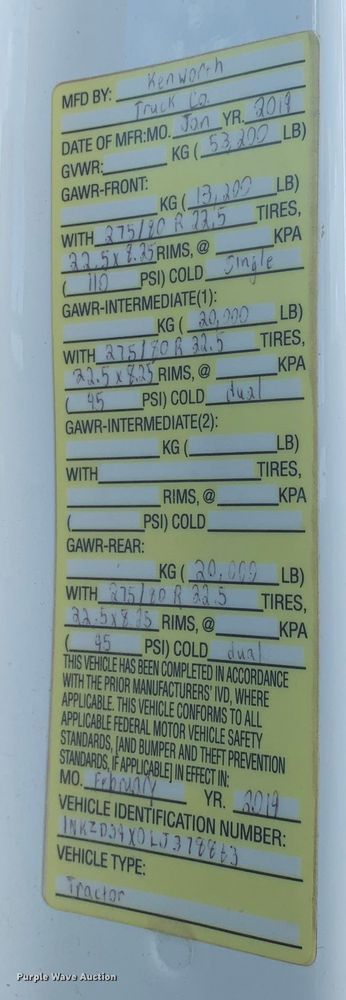 image for item EJ2879 2020 Kenworth  T880 semi truck