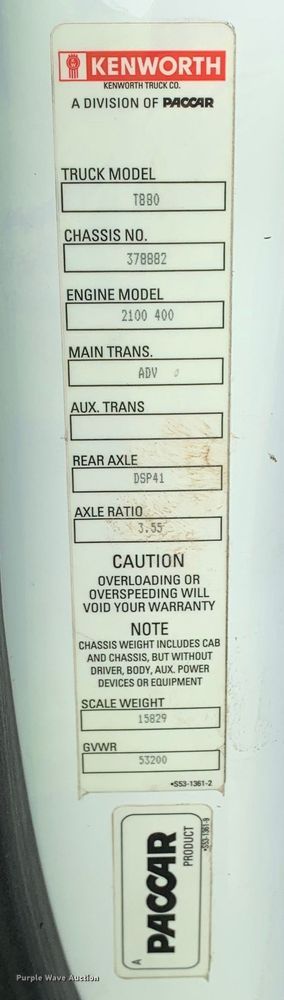image for item EJ2880 2020 Kenworth  T880 semi truck