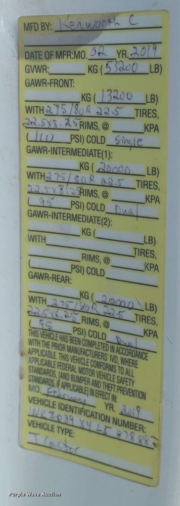 image for item EJ2880 2020 Kenworth  T880 semi truck