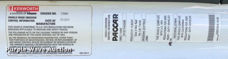 image for item EJ2881 2020 Kenworth  T880 semi truck