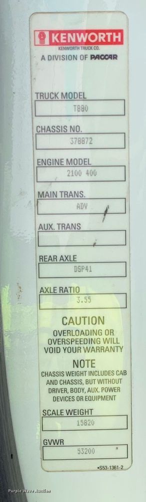 image for item EJ2882 2020 Kenworth  T880 semi truck