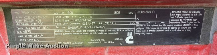 image for item EJ2883 2020 Kenworth  T880 semi truck