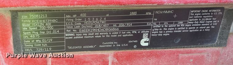 image for item EJ2884 2020 Kenworth  T880 semi truck