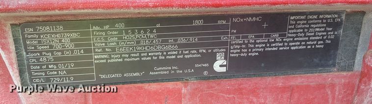 image for item EJ2885 2020 Kenworth  T880 semi truck