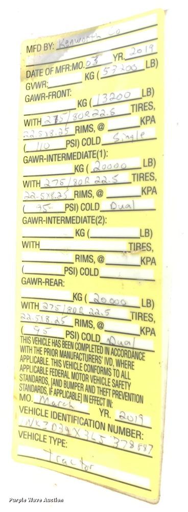 image for item EJ2886 2020 Kenworth  T880 semi truck