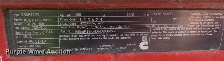 image for item EJ2887 2020 Kenworth  T880 semi truck