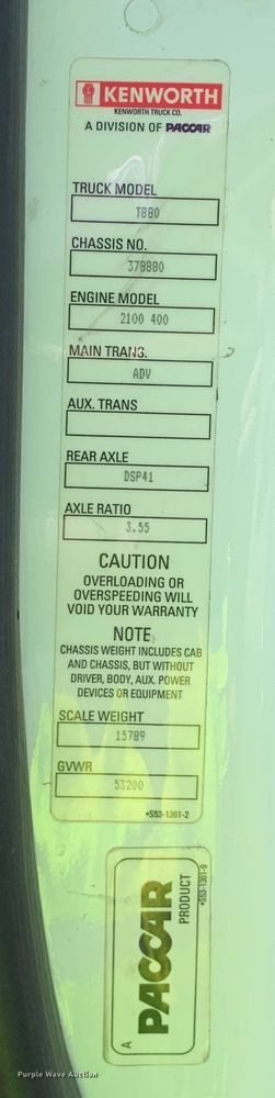 image for item EJ2887 2020 Kenworth  T880 semi truck