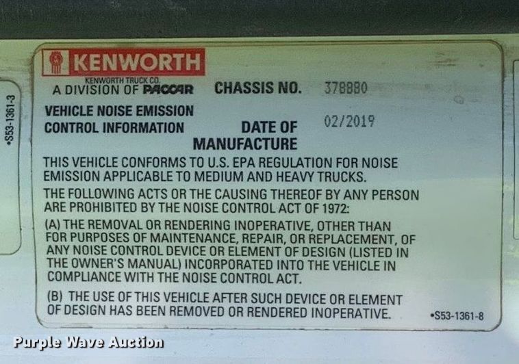 image for item EJ2887 2020 Kenworth  T880 semi truck