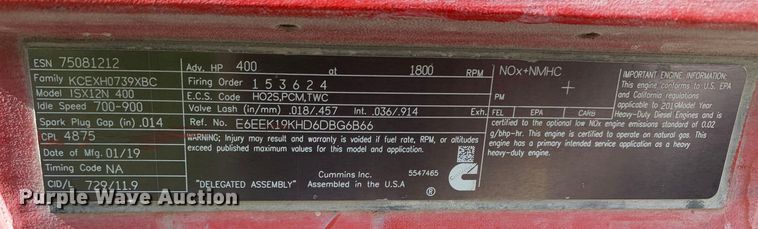 image for item EJ2888 2020 Kenworth  T880 semi truck