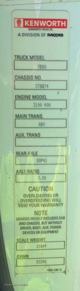 image for item EJ2889 2020 Kenworth  T880 semi truck