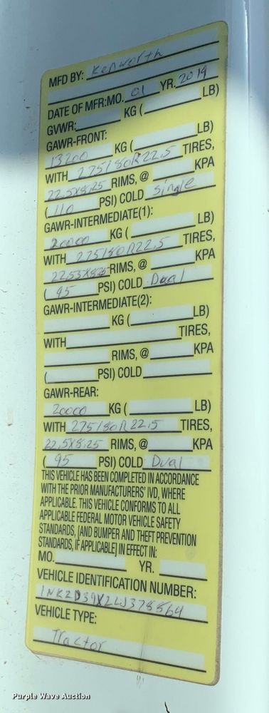 image for item EJ2891 2020 Kenworth  T880 semi truck