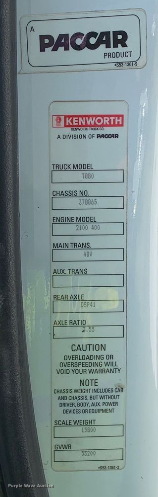 image for item EJ2892 2020 Kenworth T880 semi truck