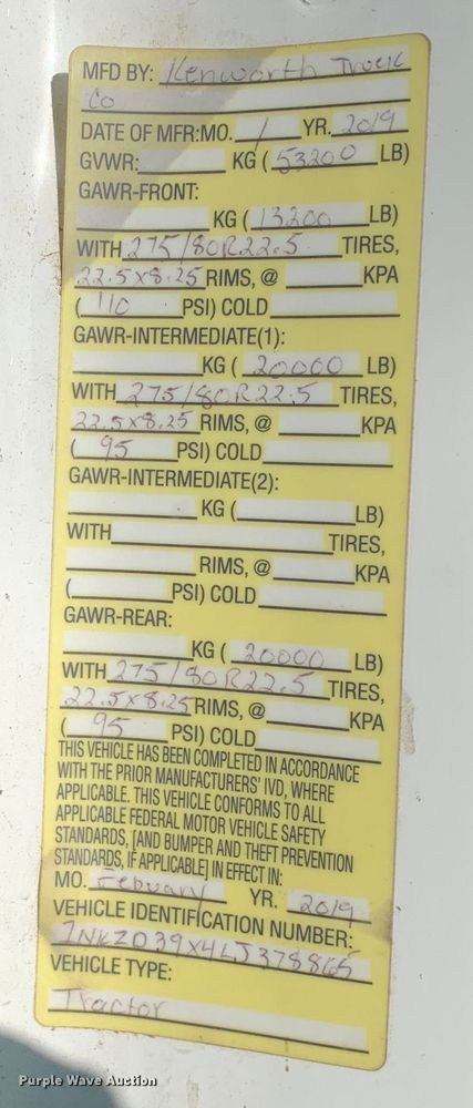 image for item EJ2892 2020 Kenworth T880 semi truck