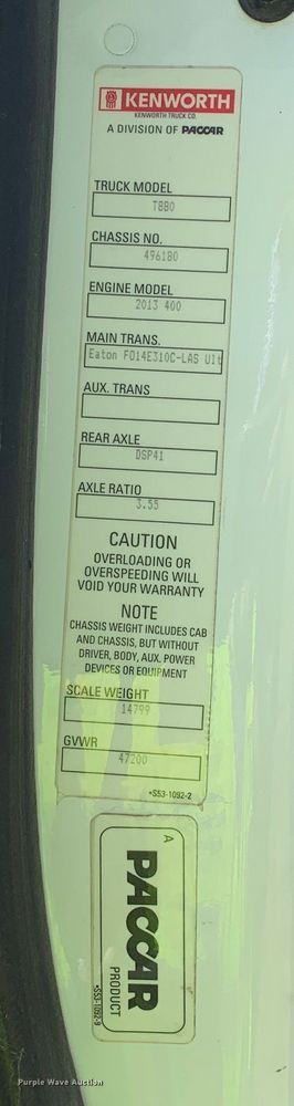 image for item EJ2900 2016 Kenworth  T880 semi truck