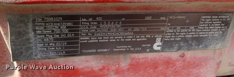 image for item EJ2901 2020 Kenworth  T880 semi truck