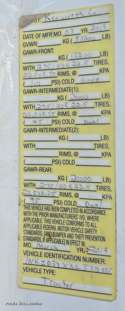 image for item EJ2905 2020 Kenworth T880 semi truck