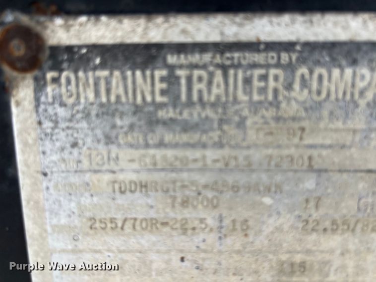 image for item EJ2940 1997 Fontaine TDDHRGT-5-4869AWK lowboy equipment trailer