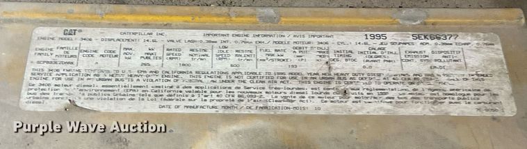 image for item EJ2984 1995 Caterpillar 3406 engine