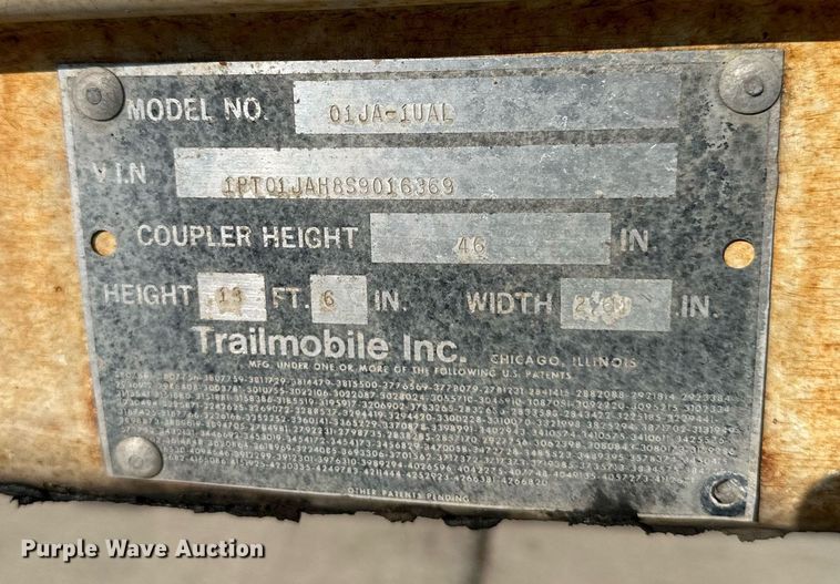 image for item EJ7224 1995 Trailmobile  01JA-1UAL dry van trailer