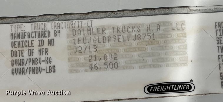 image for item EK8969 2014 Freightliner  Cascadia semi truck