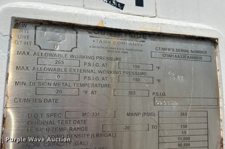 image for item EK8991 2014 Countryside Industries Inc. LPG transport trailer