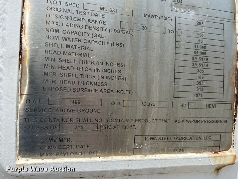 image for item EK8991 2014 Countryside Industries Inc. LPG transport trailer