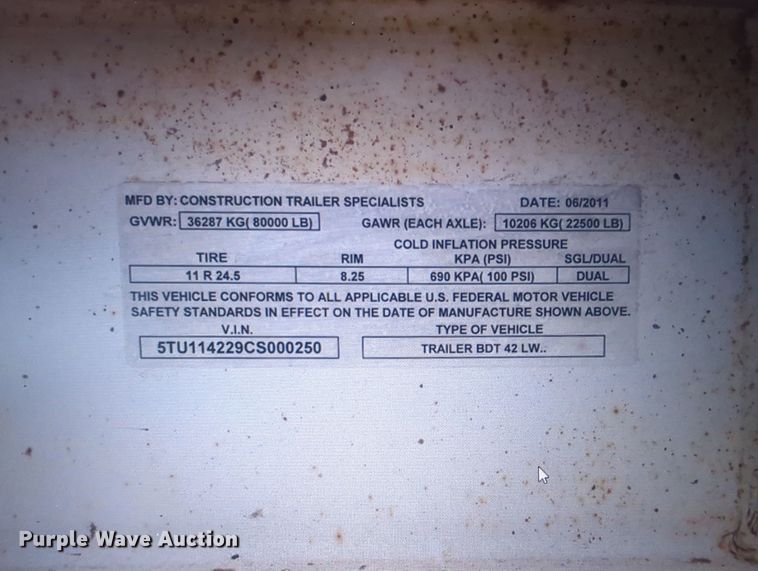 image for item EQ2001 2012 CTS BDT42 bottom dump trailer