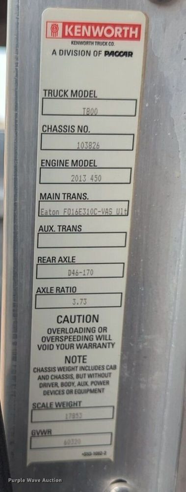 image for item NW9664 2016 Kenworth T800 semi truck