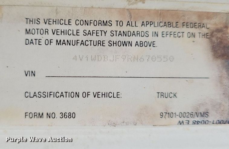 image for item NX9005 1994 White GMC  WIA semi truck