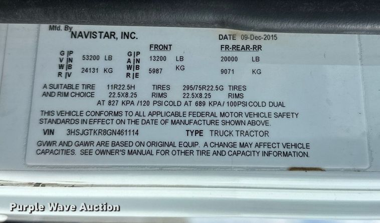 image for item OM9794 2016 Caterpillar  CT660S semi truck