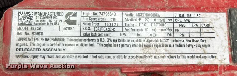 image for item DO7462 2022 International  MV607 truck cab and chassis