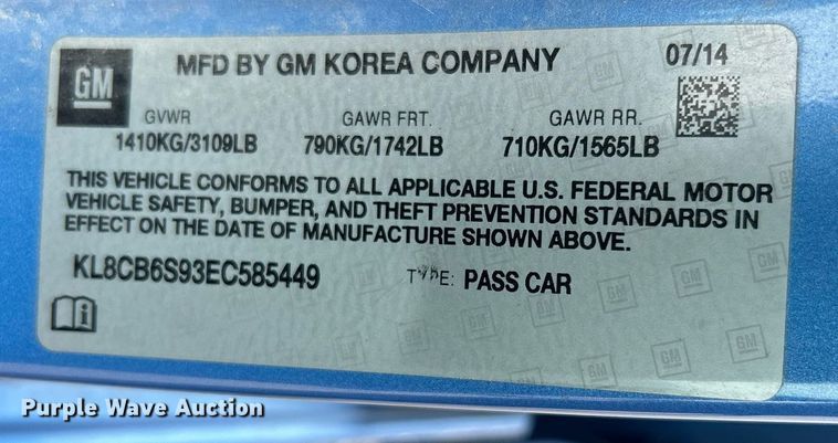 image for item DO7463 2014 Chevrolet  Spark 